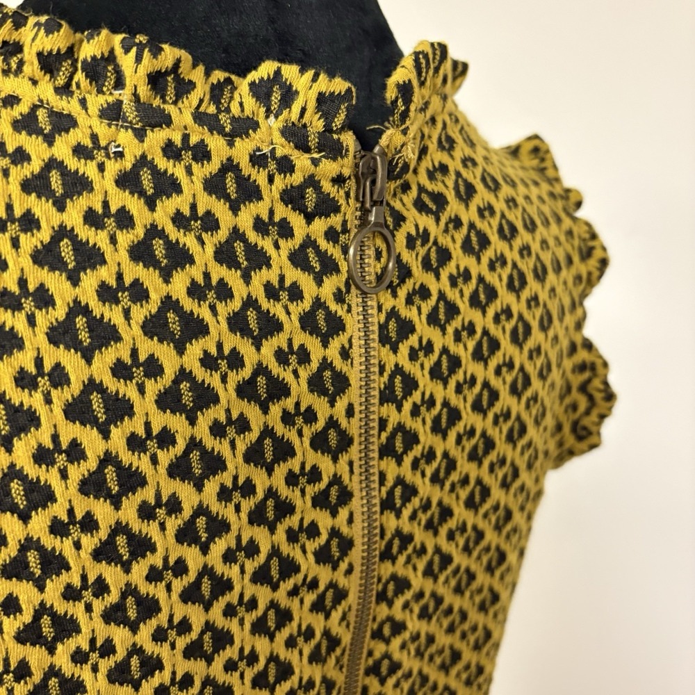 Xhilaration Women's Dress Large Yellow Black Geometric Sleeveless Fit & Flare - Picture 3 of 5